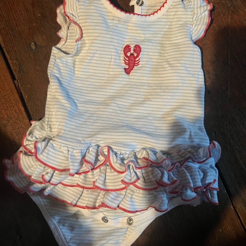 Magnolia Striped White and Red Ruffle Dress